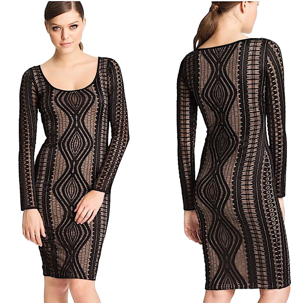 BCBGMAXAZRIA: Long Sleeve Lace Sheath Dress - Size Small